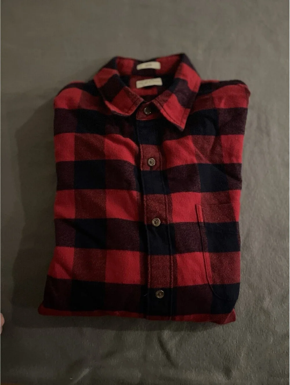 J. CREW Slim Mens Size L Long Sleeve Flannel Buffalo Plaid Shirt Red/Blue Check